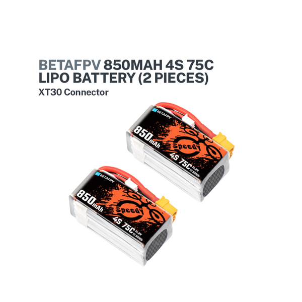 BETAFPV 850mAh 4S 75C Lipo Battery（2 Pcs）XT30 Connector