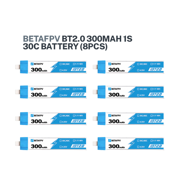 BETAFPV BT2.0 300mAh 1S 30C HV Battery (8pcs)