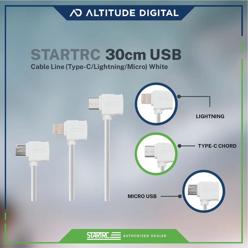 STARTRC 30cm USB line ( Type-C/Lightning/Micro) White