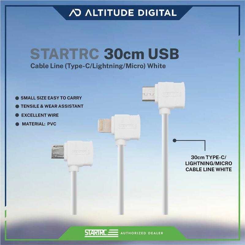 STARTRC 30cm USB line ( Type-C/Lightning/Micro) White