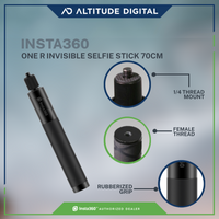 Showing the Insta360 One R Invisible Selfie Stick Rubberize Grip handle
