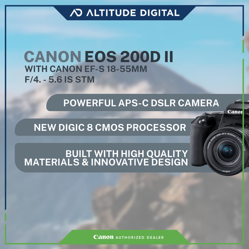 Canon EOS 200D II EF S 18 55mm f 4 5.6 IS STM with FREE 128GB Sandis