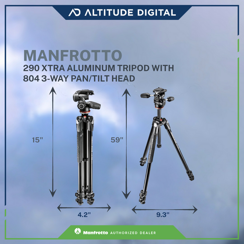 Manfrotto 290 Xtra Aluminum Tripod with 804 3-Way Pan/Tilt Head